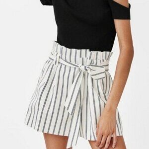 Zara White Striped Wrap Around Dress Shorts XS